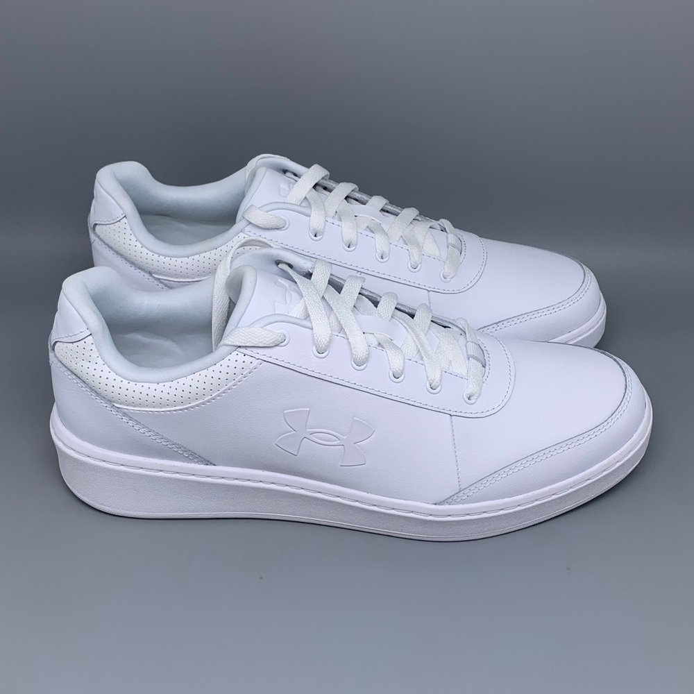 Under Armour Court White Leather Tennis Shoes 6005536-100 Men’s Sz 11.5